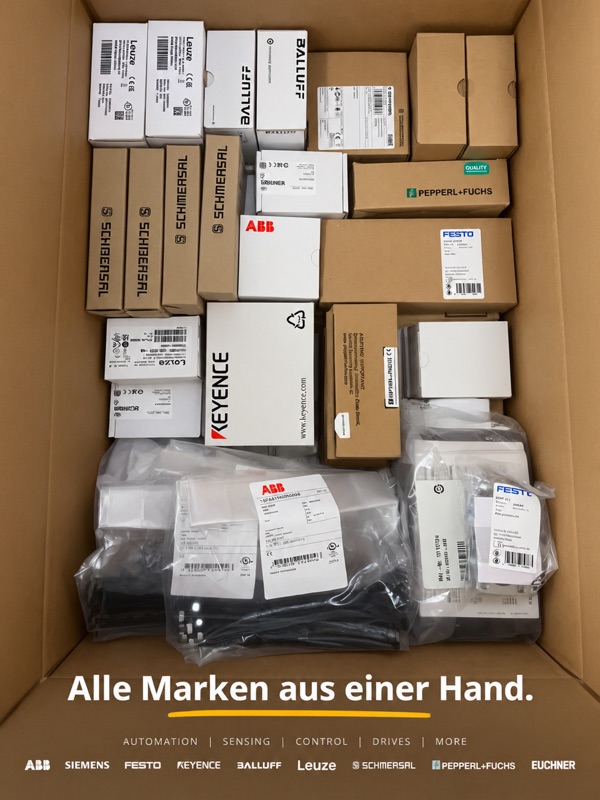 Sammelsendung aus dem ZWOD-Lager Berlin: Originalware von ABB, Siemens, Festo, Keyence, Balluff, Leuze, Schmersal, Pepperl+Fuchs und Euchner in einem Karton